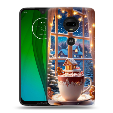 Пластиковый чехол на Motorola Moto G7 с принтом Новый год