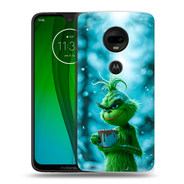 Пластиковый чехол на Motorola Moto G7 с принтом Новый год гринч