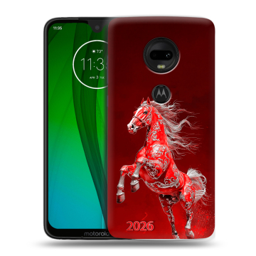 Пластиковый чехол на Motorola Moto G7 с принтом Новый год