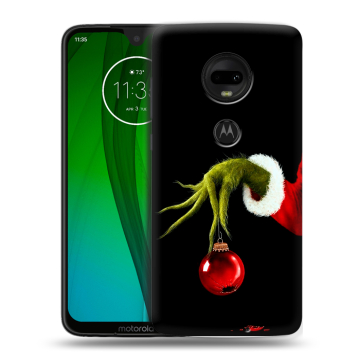Пластиковый чехол на Motorola Moto G7 с принтом Новый год Гринч