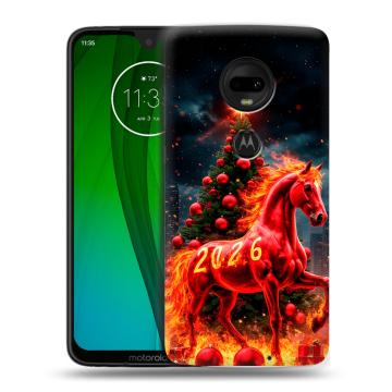 Пластиковый чехол на Motorola Moto G7 с принтом Новый год