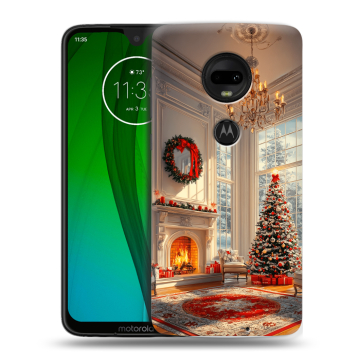 Пластиковый чехол на Motorola Moto G7 с принтом Новый год