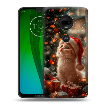 Пластиковый чехол на Motorola Moto G7 с принтом Новый год