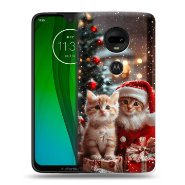 Пластиковый чехол на Motorola Moto G7 с принтом Новый год