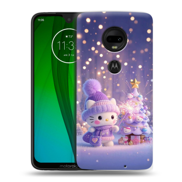 Пластиковый чехол на Motorola Moto G7 с принтом Новый год
