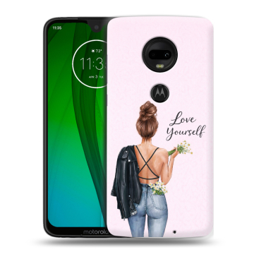 Пластиковый чехол на Motorola Moto G7 с принтом женский