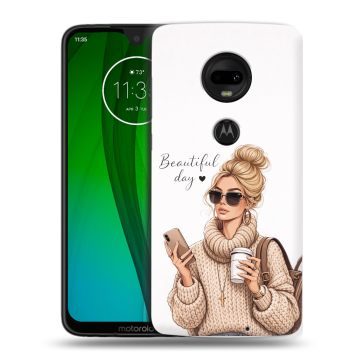 Пластиковый чехол на Motorola Moto G7 с принтом женский