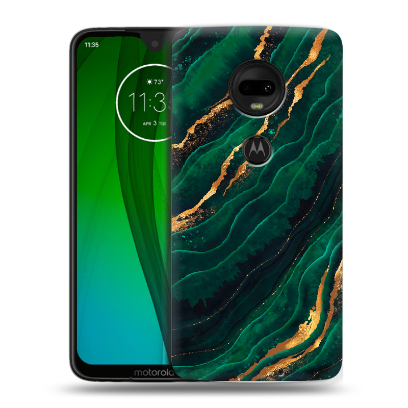 Пластиковый чехол на Motorola Moto G7 с принтом Мрамор зеленое золото Пластиковый чехол на Motorola Moto G7 с принтом Мрамор зеленое золото