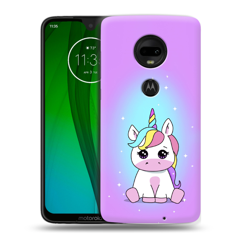 Пластиковый чехол на Motorola Moto G7 с принтом Единорог Пластиковый чехол на Motorola Moto G7 с принтом Единорог