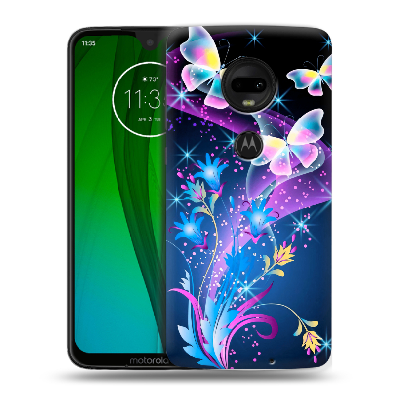Пластиковый чехол на Motorola Moto G7 с принтом Бабочки Пластиковый чехол на Motorola Moto G7 с принтом Бабочки