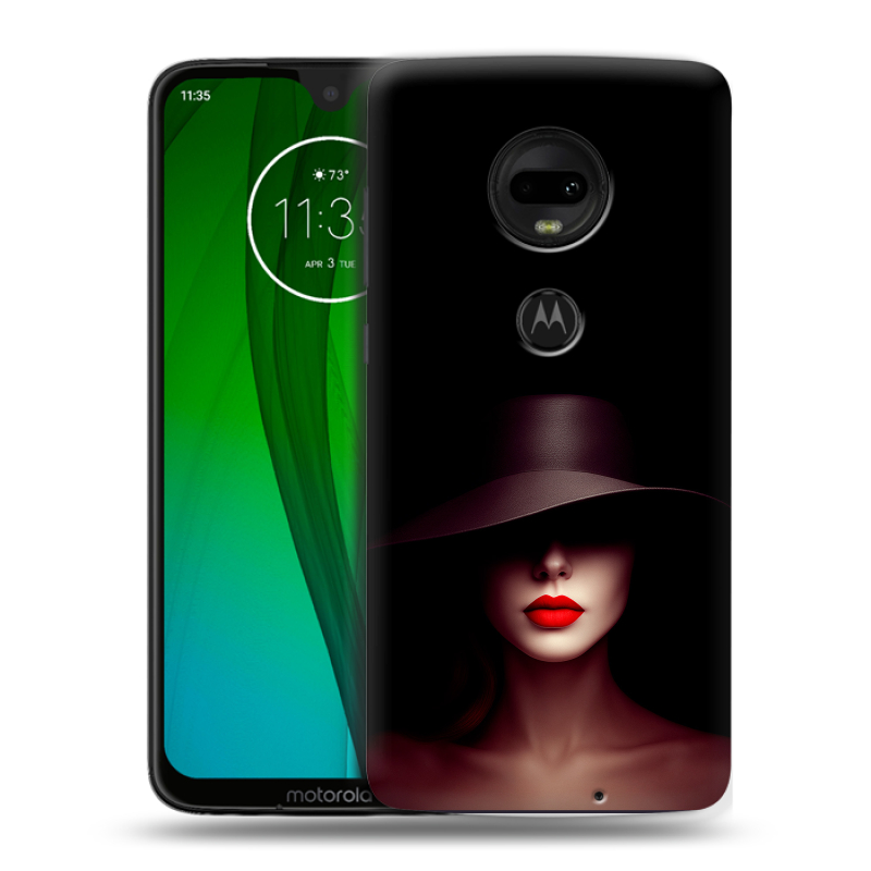 Пластиковый чехол на Motorola Moto G7 с принтом Девушка в шляпе Пластиковый чехол на Motorola Moto G7 с принтом Девушка в шляпе