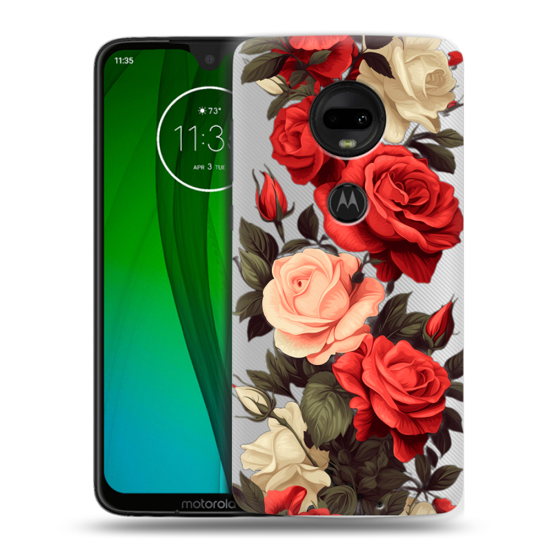 Пластиковый чехол на Motorola Moto G7 с принтом Розы Пластиковый чехол на Motorola Moto G7 с принтом Розы
