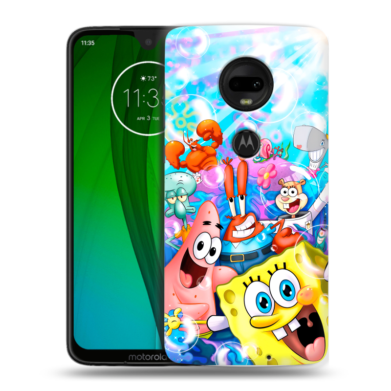 Пластиковый чехол на Motorola Moto G7 с принтом спанчбоб спанч боб Пластиковый чехол на Motorola Moto G7 с принтом спанчбоб спанч боб