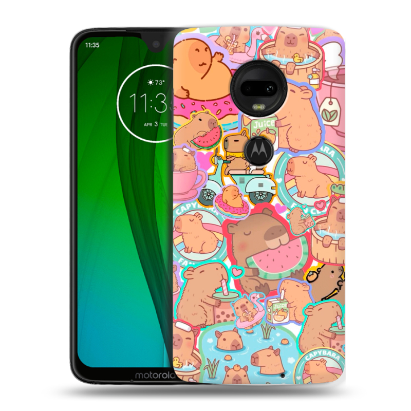 Пластиковый чехол на Motorola Moto G7 с принтом капибары Пластиковый чехол на Motorola Moto G7 с принтом капибары