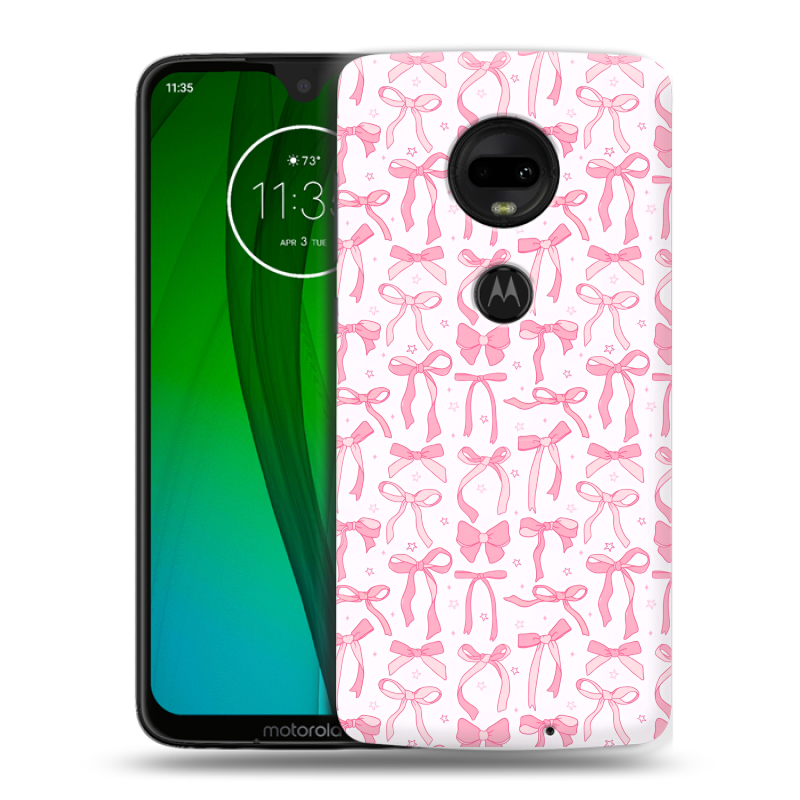 Пластиковый чехол на Motorola Moto G7 с принтом Розовые бантики Пластиковый чехол на Motorola Moto G7 с принтом Розовые бантики