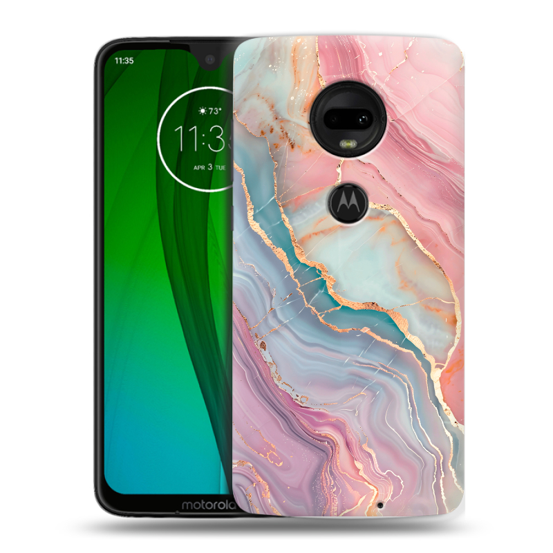 Пластиковый чехол на Motorola Moto G7 с принтом розовый мрамор Пластиковый чехол на Motorola Moto G7 с принтом розовый мрамор