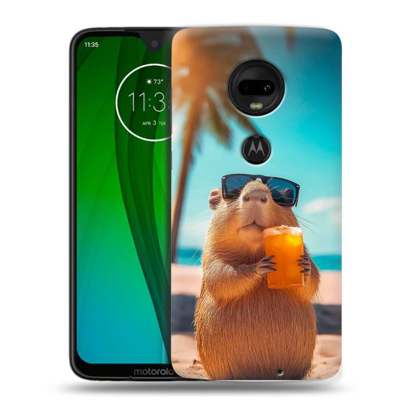 Пластиковый чехол на Motorola Moto G7 с принтом Капибара Пластиковый чехол на Motorola Moto G7 с принтом Капибара