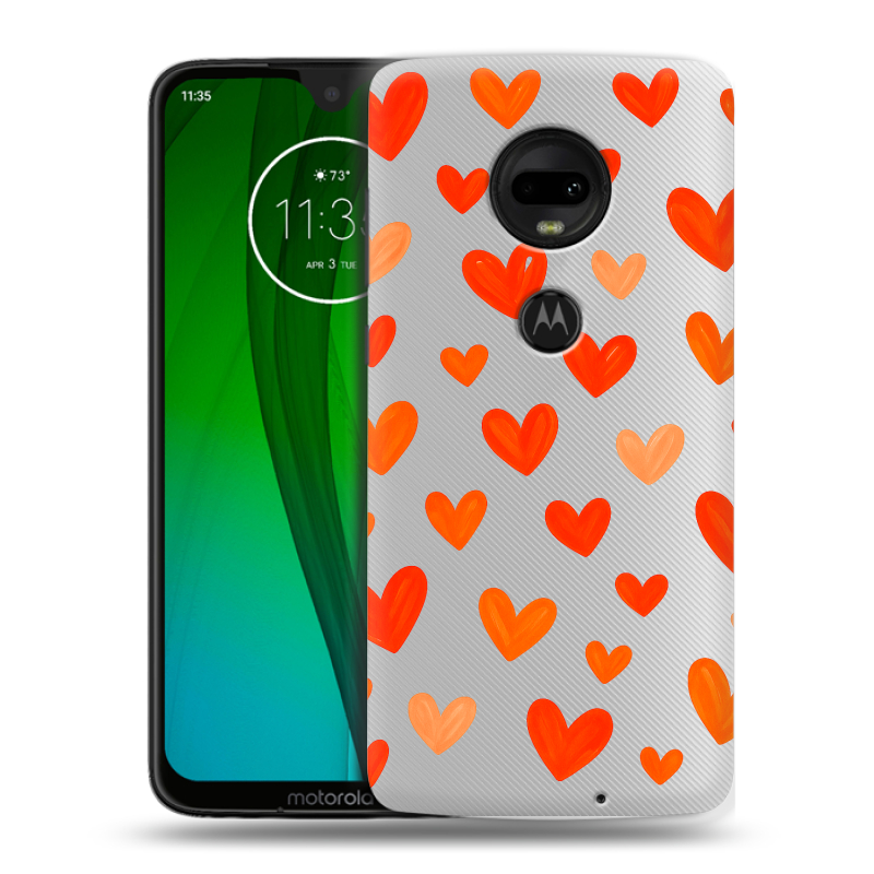 Пластиковый чехол на Motorola Moto G7 с принтом Сердечки Пластиковый чехол на Motorola Moto G7 с принтом Сердечки
