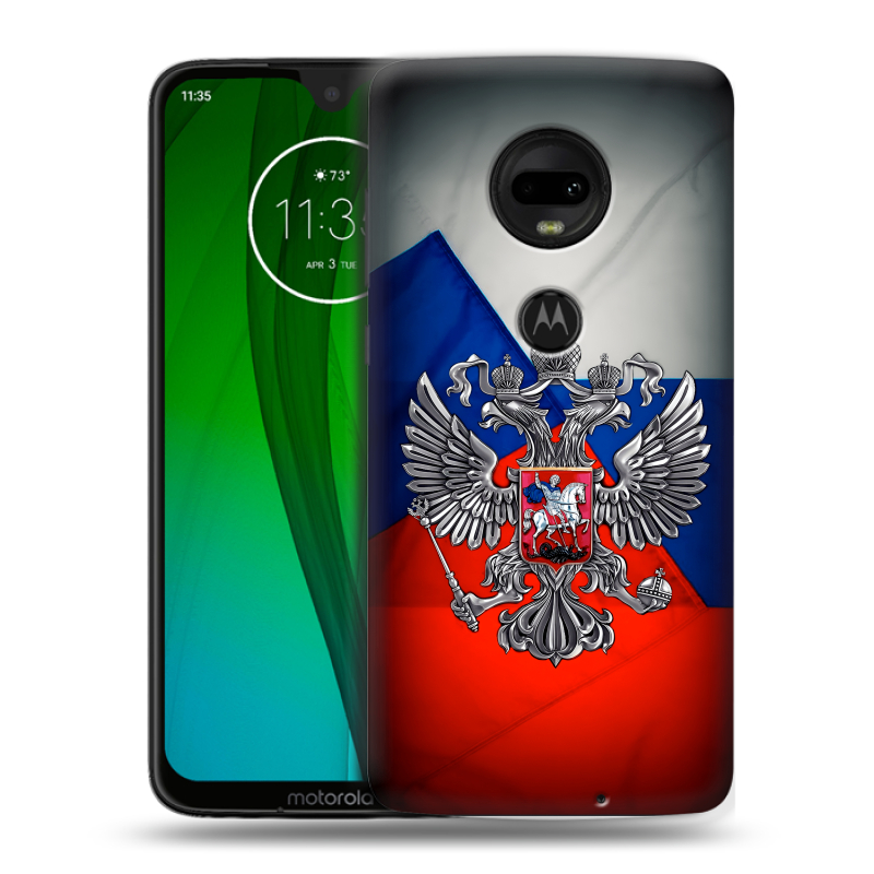Пластиковый чехол на Motorola Moto G7 с принтом Флаг России Пластиковый чехол на Motorola Moto G7 с принтом Флаг России