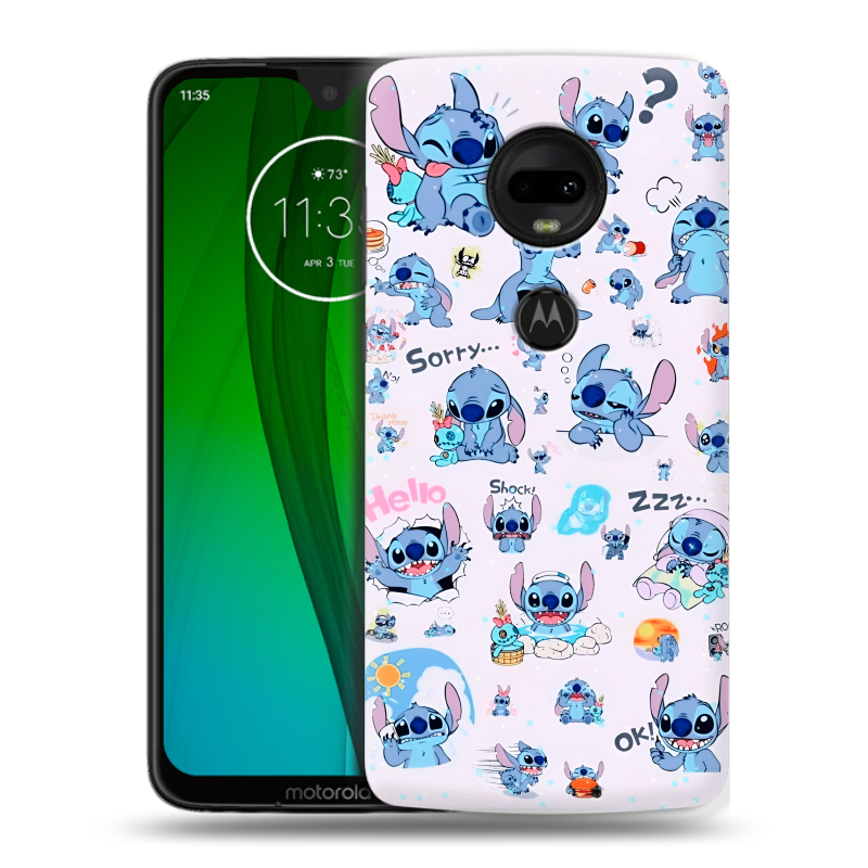 Пластиковый чехол на Motorola Moto G7 с принтом Лило и Стич Пластиковый чехол на Motorola Moto G7 с принтом Лило и Стич