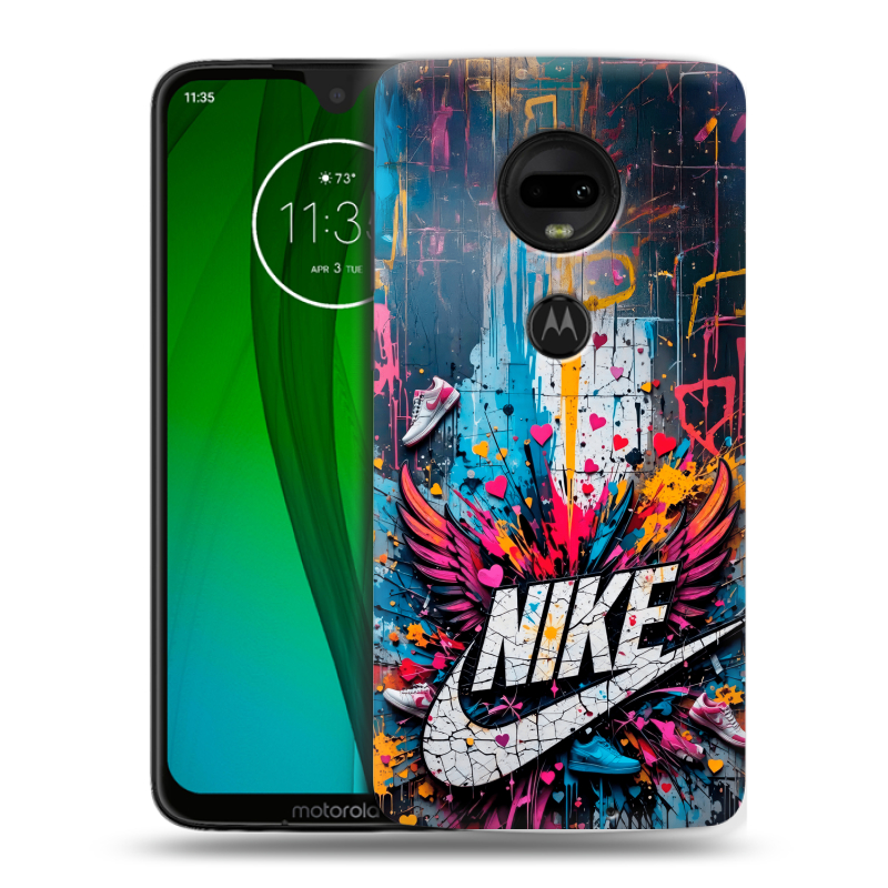 Пластиковый чехол на Motorola Moto G7 с принтом Nike Найк Пластиковый чехол на Motorola Moto G7 с принтом Nike Найк