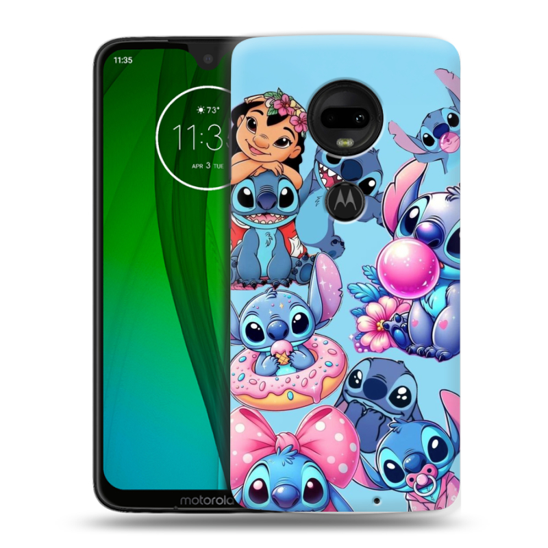 Пластиковый чехол на Motorola Moto G7 с принтом Лило и Стич Пластиковый чехол на Motorola Moto G7 с принтом Лило и Стич