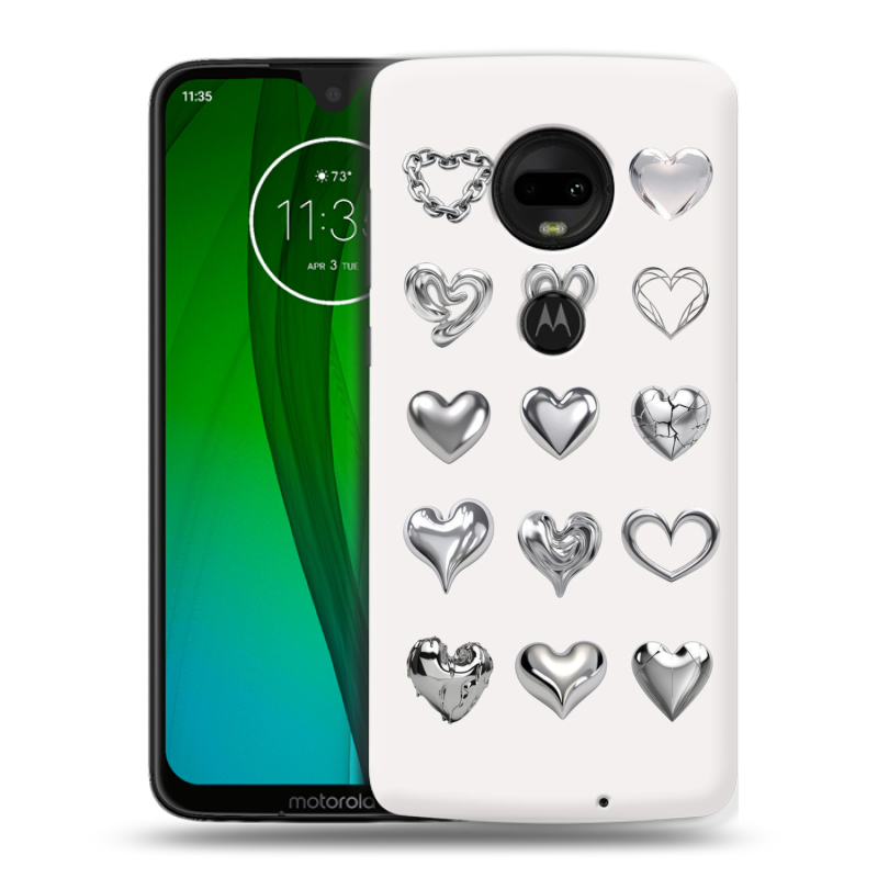 Пластиковый чехол на Motorola Moto G7 с принтом Y2K сердечки Пластиковый чехол на Motorola Moto G7 с принтом Y2K сердечки