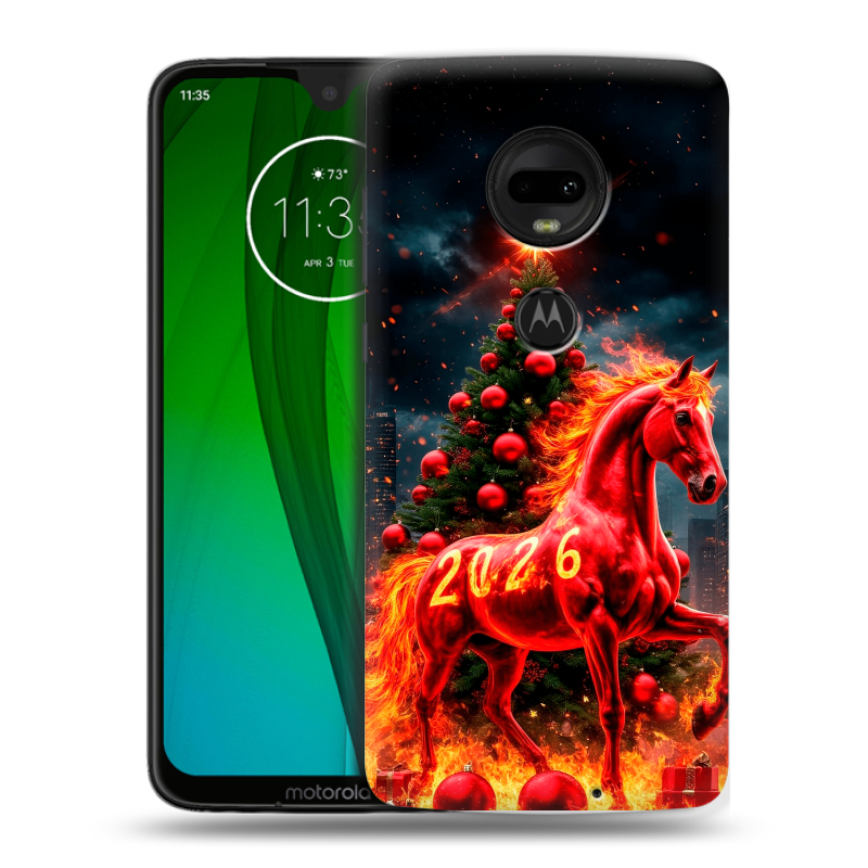 Пластиковый чехол на Motorola Moto G7 с принтом Новый год Пластиковый чехол на Motorola Moto G7 с принтом Новый год