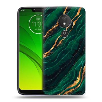 Силиконовый чехол на Motorola Moto G7 Power с принтом Мрамор зеленое золото