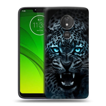 Силиконовый чехол на Motorola Moto G7 Power с принтом Темный леопард