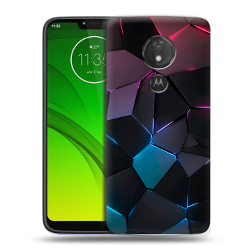 Силиконовый чехол на Motorola Moto G7 Power с принтом Геометрия неона