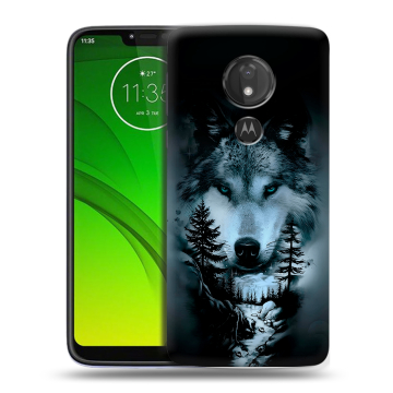 Силиконовый чехол на Motorola Moto G7 Power с принтом Лесной волк