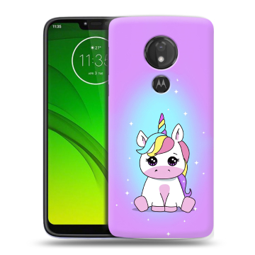Силиконовый чехол на Motorola Moto G7 Power с принтом Единорог