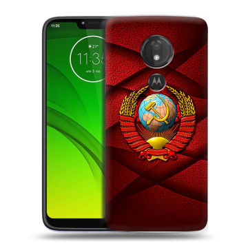 Силиконовый чехол на Motorola Moto G7 Power с принтом Герб СССР
