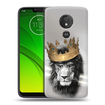 Силиконовый чехол на Motorola Moto G7 Power с принтом Лев с короной