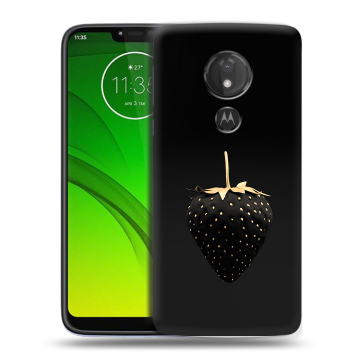 Силиконовый чехол на Motorola Moto G7 Power с принтом Черная клубника