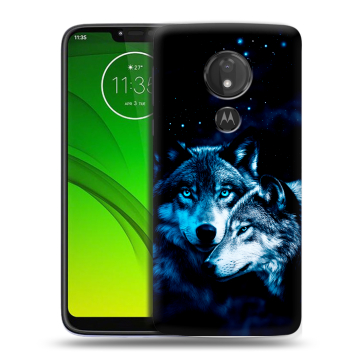 Силиконовый чехол на Motorola Moto G7 Power с принтом Волки