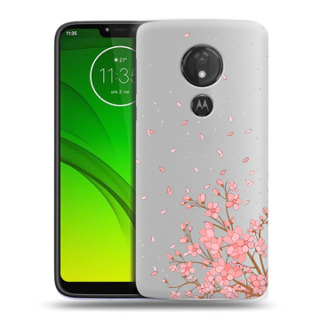 Силиконовый чехол на Motorola Moto G7 Power с принтом Ветка сакуры
