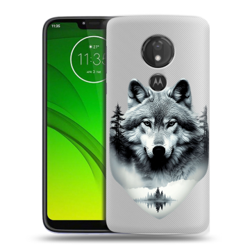 Силиконовый чехол на Motorola Moto G7 Power с принтом Волк в лесу