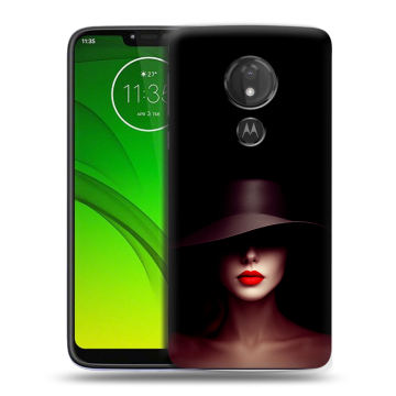 Силиконовый чехол на Motorola Moto G7 Power с принтом Девушка в шляпе