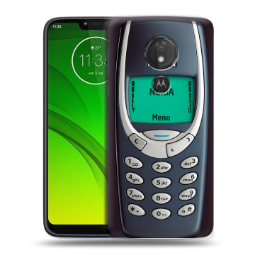 Силиконовый чехол на Motorola Moto G7 Power с принтом Старый телефон