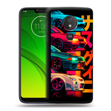 Силиконовый чехол на Motorola Moto G7 Power с принтом Гоночные машины