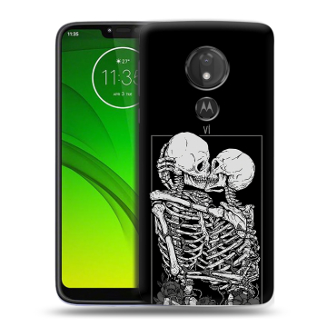 Силиконовый чехол на Motorola Moto G7 Power с принтом Поцелуй скелетов