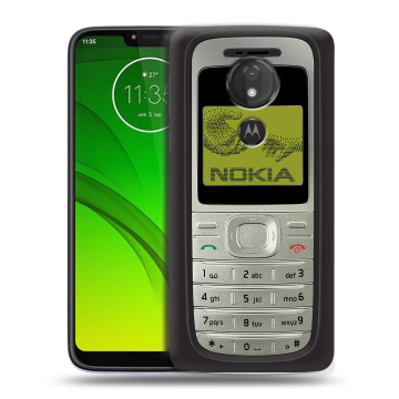 Силиконовый чехол на Motorola Moto G7 Power с принтом Ретро Нокия