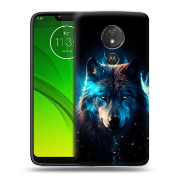 Силиконовый чехол на Motorola Moto G7 Power с принтом Волк ночной