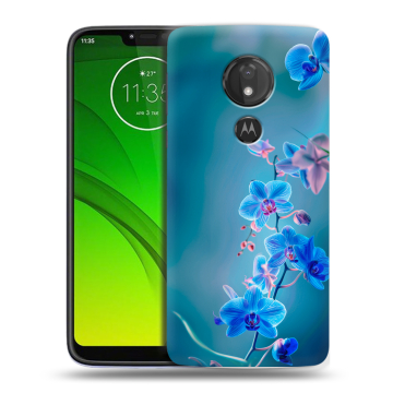Силиконовый чехол на Motorola Moto G7 Power с принтом Голубые цветы
