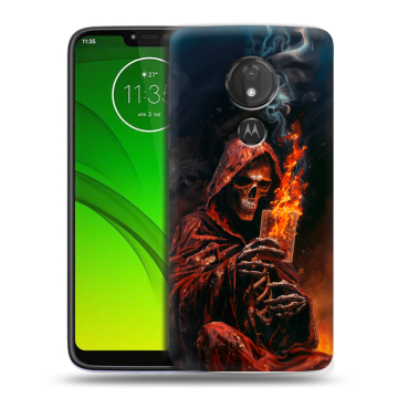 Силиконовый чехол на Motorola Moto G7 Power с принтом Скелет и карты