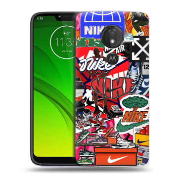 Силиконовый чехол на Motorola Moto G7 Power с принтом Найк Nike яркий