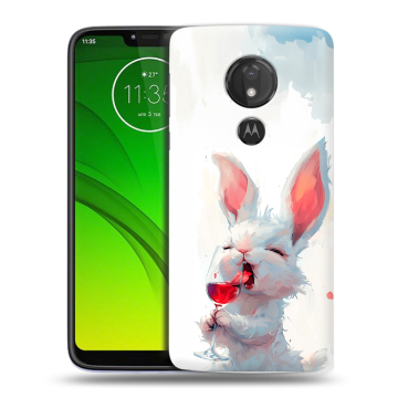 Силиконовый чехол на Motorola Moto G7 Power с принтом кролик зайчик