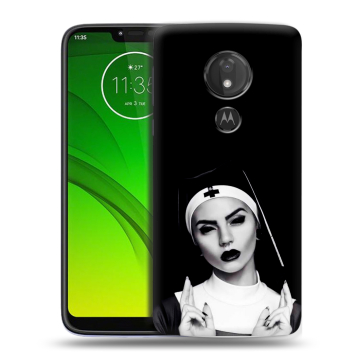 Силиконовый чехол на Motorola Moto G7 Power с принтом монашка
